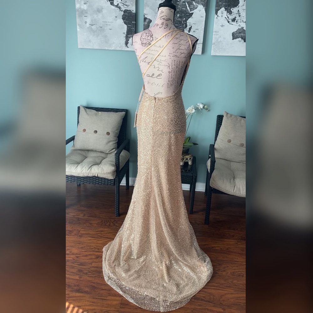 NWT champagne formal dress, evening gown or prom dress - Picture 3 of 4